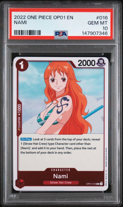 One Piece TCG - Romance Dawn - Nami OP01-016 Foil - Wave 1 PRE ERRATA - PSA 10 - Image 1