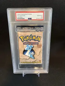 1999 Pokemon 1st Edition Fossil Lapras PSA 10 Booster Pack - Image 1