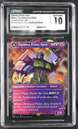 Optimus Prime, Hero (CGC GEM MINT 10) Shattered Glass Foil MTG UB: Transformers - Image 1