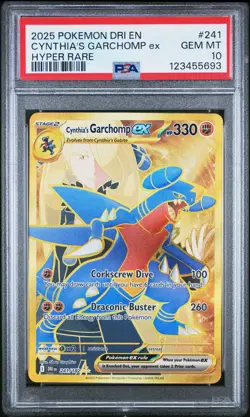 2025 POKEMON DRI EN-DESTINED RIVALS HYPER RARE #241 CYNTHIA'S GARCHOMP EX PSA 10 - Image 1