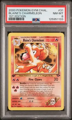 2000 POKEMON GYM CHALLENGE 1ST ED #31 BLAINE'S CHARMELEON PSA 8 - Image 1