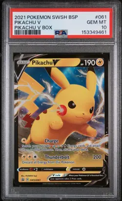 2021 POKEMON SWSH BLACK STAR PROMO PIKACHU V BOX #061 PIKACHU V PSA 10 - Image 1