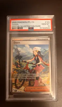 2025 Pokemon Phantasmal Flames #129 Full Art Trainer Dawn SIR PSA 10 Gem Mint - Image 1