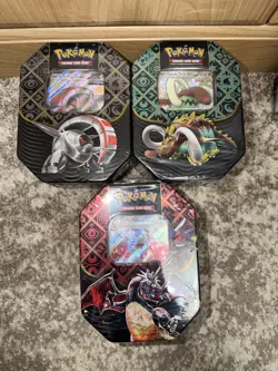 Pokemon TCG Scarlet & Violet Paldean Fates Tins X 3 Complete Art Tin Set SEALED - Image 1