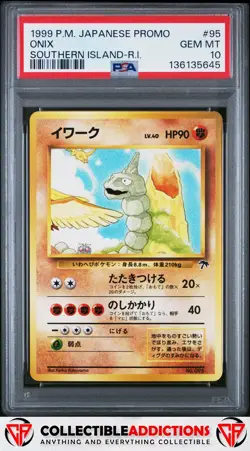 1999 Pokemon Japanese Promo #95 Onix Southern Island-R.I. PSA 10 - Image 1