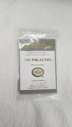 1999 Burger King Pokemon Pikachu 23K Gold-Plated Trading Card w/ Pokeball & Box - Image 2