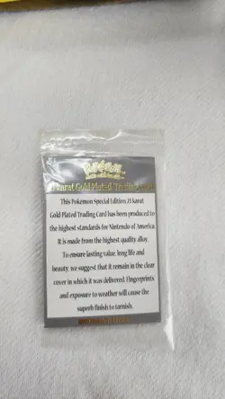 1999 Burger King Pokemon Pikachu 23K Gold-Plated Trading Card w/ Pokeball & Box - Image 3