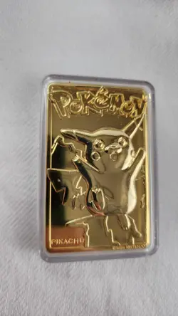 1999 Burger King Pokemon Pikachu 23K Gold-Plated Trading Card w/ Pokeball & Box - Image 4