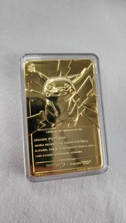 1999 Burger King Pokemon Pikachu 23K Gold-Plated Trading Card w/ Pokeball & Box - Image 5