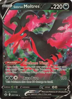 Galarian Moltres V 097/198 Holo V Rare Chilling Reign Pokemon Near Mint - Image 1