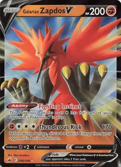 Galarian Zapdos V 080/198 Holo V Rare Chilling Reign Pokemon Near Mint - Image 1
