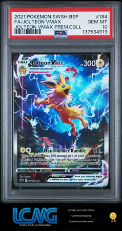 2021 Pokemon Swsh Black Star Promo #184 Jolteon Vmax PSA 10 - Image 1