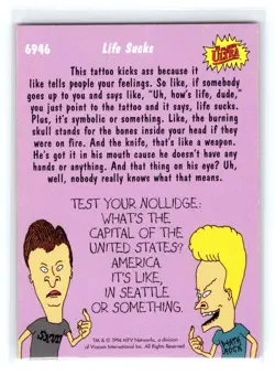 1994 Fleer Ultra MTV's Beavis and Butt-Head #6946 Life Sucks - Image 2