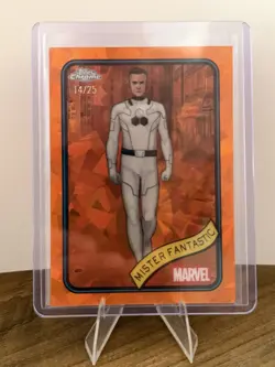 2025 Topps Chrome Sapphire Marvel Mister Fantastic Orange Sapphire /25 - Image 1