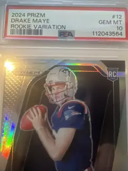 2024 Panini Prizm Drake Maye ROOKIE Variation Silver Prizm PSA 10 - Image 4