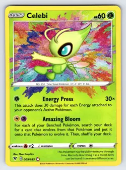Celebi 009/185 2020 Vivid Voltage Pokemon Card Amazing Rare Ultra Rare Holo - Nm - Image 1