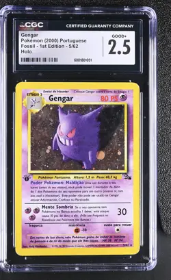 CGC 2.5 Portuguese Gengar 2000 Fossil 1st Edition 5/62 Holo Pokemon Card - Image 1
