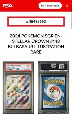 2024 POKEMON SCR EN-STELLAR CROWN 143 BULBASAUR ILLUSTRATION RARE PSA 9 - Image 1