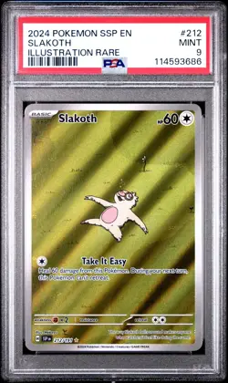 MINT✨ 2024 Pokemon SSP EN Surging Sparks Slakoth 212 Illustration Rare PSA 9 - Image 1