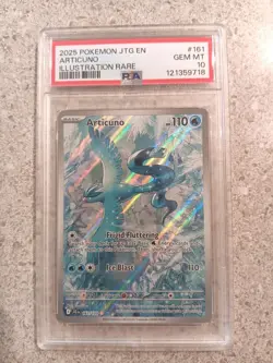Articuno 2025 Pokemon Journey Together JTG EN #161/159 Illustration Rare PSA 10 - Image 1