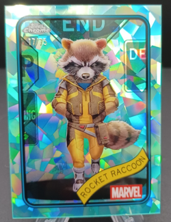2025 Topps Chrome Marvel Sapphire Rocket Raccoon #120 Aqua 17/75! - Image 1
