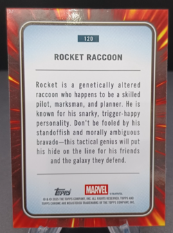 2025 Topps Chrome Marvel Sapphire Rocket Raccoon #120 Aqua 17/75! - Image 2