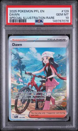 2025 Pokemon Phantasmal Flames #129 Full Art Trainer Dawn SIR PSA 10 Gem Mint - Image 1