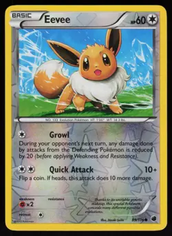 Reverse Holo Eevee (89) 89/116 Plasma Freeze Naoki Saito Art Pokemon TCG Card - Image 1