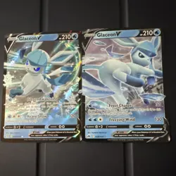 Pokemon TCG 2-Card Lot Glaceon V Holo Basic V Rule 046/203 038/159 English - Image 1