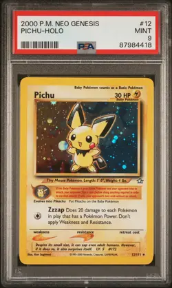 PSA 9 Pokemon Neo Genesis #12 Pichu Holo Mint WOTC Vintage 2000 - Image 1