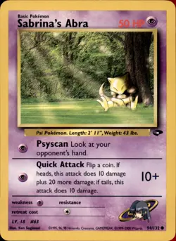 Sabrina's Abra (94) 094/132 Unlimited - Pokemon Gym Challenge - Image 1