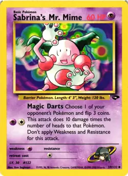 Pokemon TCG Sabrina's Mr. Mime Gym Challenge 59/132 Unlimited LP - Image 1