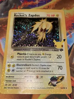 Team Rockets Zapdos 2021 Celebrations 25th Anniversary Holo 15/132 Pokemon NM - Image 1