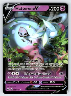 Hatterene V 065/159 2023 Crown Zenith Pokemon Card TCG Ultra Rare Full Art - Nm - Image 1