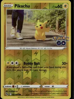 Pikachu (27) Common Pokemon GO 027/078 Lightning Reverse Holo Pokemon Card - Image 1