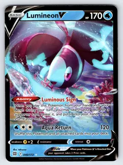 Lumineon V 040/172 2022 Brilliant Stars Pokemon Card TCG Full Art Nintendo - Nm - Image 1