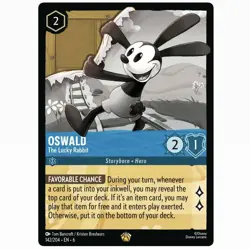 Disney Lorcana OSWALD - The Lucky Rabbit Non Foil (142/204) Azurite Sea ✅ - Image 1
