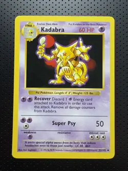 Kadabra SHADOWLESS Base Set 32/102 Pokemon Card - LP - Image 1