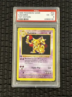 Pokemon Card TCG Kadabra 32/102 Base Set Shadowless 1st Edition Vintage PSA 6 - Image 1