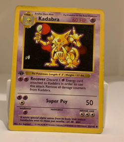 1st Edition Kadabra Pokemon Card 32/102 Base Set Shadowless Heavily Played - Image 1
