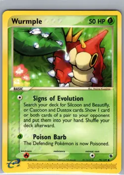 Wurmple 78/109 Non Holo Ruby and Sapphire - Pokemon Card - NM - Image 1