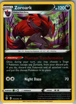 Zoroark 103/203 Holo SWSH07: Evolving Skies - Pokemon Card - NM - Image 1