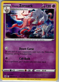 Hisuian Zoroark 076/196 Holo SWSH11: Lost Origin - Pokemon Card - NM - Image 1