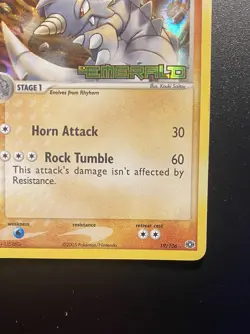 Pokemon Card-Rhydon -Holo-Ex Emerald-10/106-ENG-Stamped-Excellent - Image 5