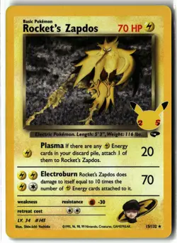 Rocket's Zapdos ⭐ 15/132 Holo Celebrations: Classic Collection Pokemon NM - Image 1