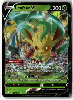 Leafeon V ⭐ 007/203 Holo V Rare Evolving Skies 2021 Pokemon NM - Image 1