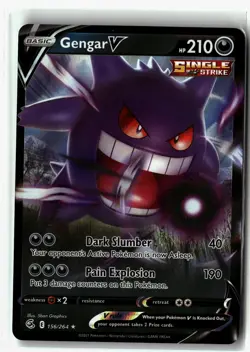 Gengar V ⭐ 156/264 Holo V Rare Fusion Strike 2021 Pokemon NM - Image 1