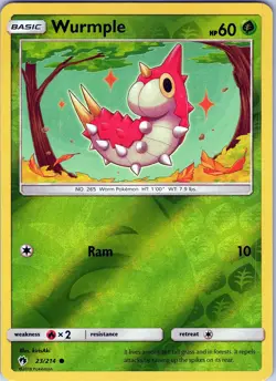 Wurmple 23/214 Common - Pokemon TCG SM: Lost Thunder - Reverse Holo (NM) - Image 1