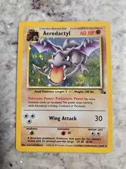 Aerodactyl 1/62 Holo Fossil Pokemon Vintage LP - Image 1
