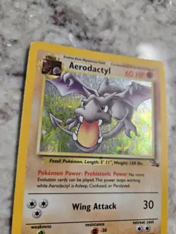 Aerodactyl 1/62 Holo Fossil Pokemon Vintage LP - Image 2